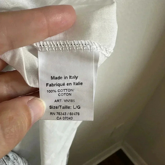 SAIPH Santorini Floral Maxi Dress Size L Blue White Cotton Italy Relaxed Coastal - Picture 6 of 9